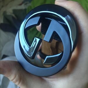 Gucci black imprime belt